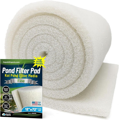 Premium Koi Pond Filter Pad - Fine White Bulk Roll, Ultra-Durable Reusable Filter Media for Outdoor Ponds, Made in the USA by  (3/4" - 1" X 12" X 72")