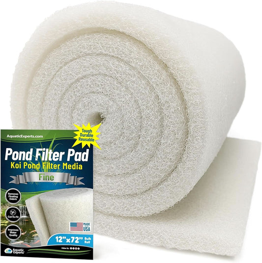 Premium Koi Pond Filter Pad - Fine White Bulk Roll, Ultra-Durable Reusable Filter Media for Outdoor Ponds, Made in the USA by  (3/4" - 1" X 12" X 72")