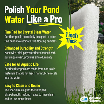 Premium Koi Pond Filter Pad - Fine White Bulk Roll, Ultra-Durable Reusable Filter Media for Outdoor Ponds, Made in the USA by  (3/4" - 1" X 12" X 72")
