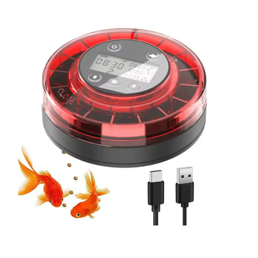 Automatic Fish Feeder with Timer and LCD Display - USB Rechargeable Food Dispenser for Aquariums