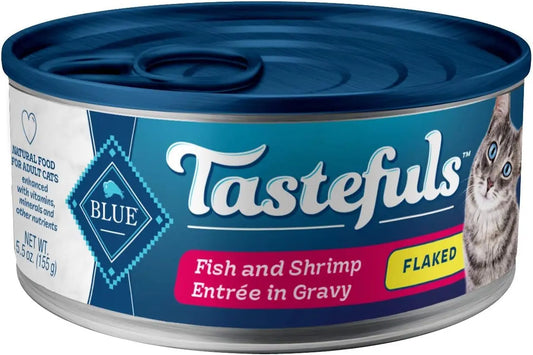 Tastefuls Flaked Wet Cat Food, Natural Fish and Shrimp Entrée in Gravy, 5.5-Oz Cans (24 Count)