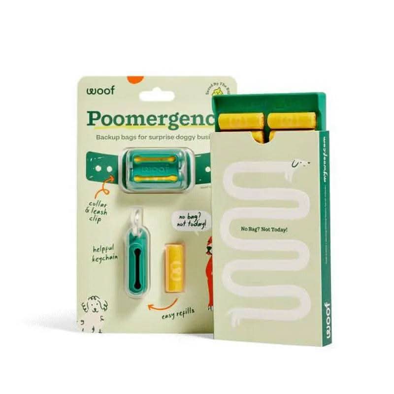 Poomergency Starter Pack - Dog Poop Bag Holder for Collars + 23 Emergency Refills - Never Bagless!
