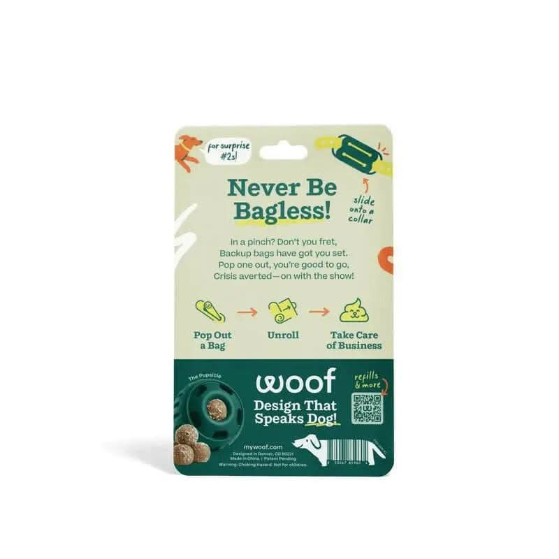 Poomergency Starter Pack - Dog Poop Bag Holder for Collars + 23 Emergency Refills - Never Bagless!