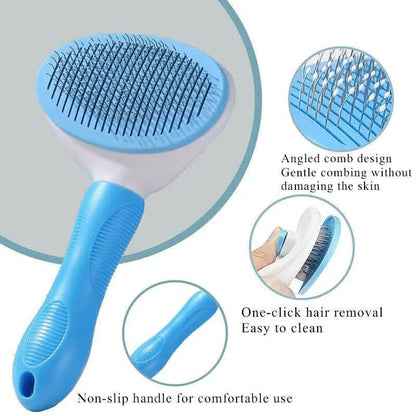Cat and Dog Brush Set Grooming Comb - Cat and Dog Brush, Depilatory Shorthair Dog, Cat and Dog Grooming Set, Depilatory Comb and Nail Clipper Set Blue