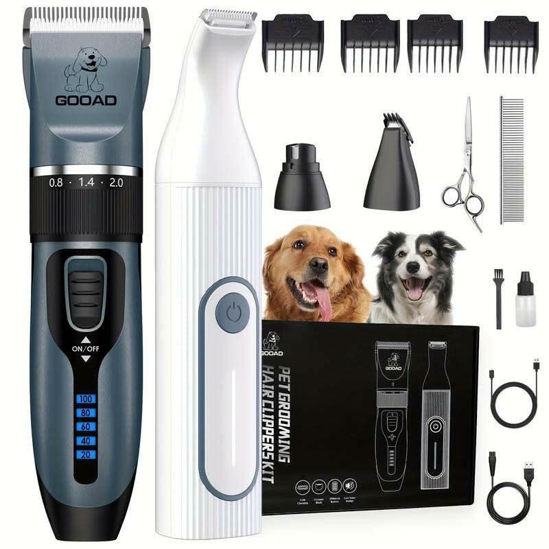 GOOAD 4-In-1 Dog Clippers with Nail Grinder, Summer Pet Grooming Made Easy - Low Noise & Cordless for Dogs, Cats, Rabbit,Pet Trimmer GOOAD Pet Trimmer