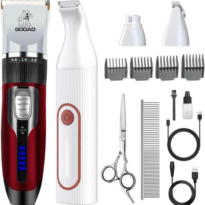 GOOAD 4-In-1 Dog Clippers with Nail Grinder, Summer Pet Grooming Made Easy - Low Noise & Cordless for Dogs, Cats, Rabbit,Pet Trimmer GOOAD Pet Trimmer