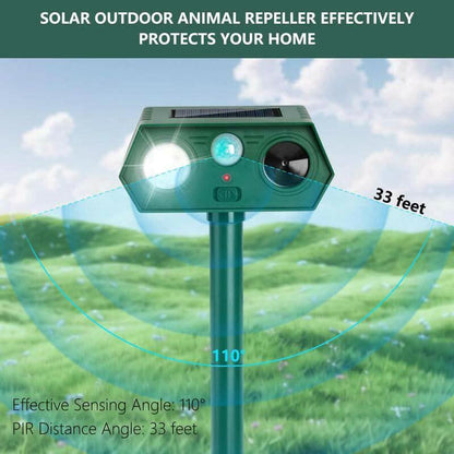 Solar-Powered Outdoor Animal Repeller and Mosquito Zapper with LED Flashlight - Electronic Pest Control for Yard, Lawn, and Farm