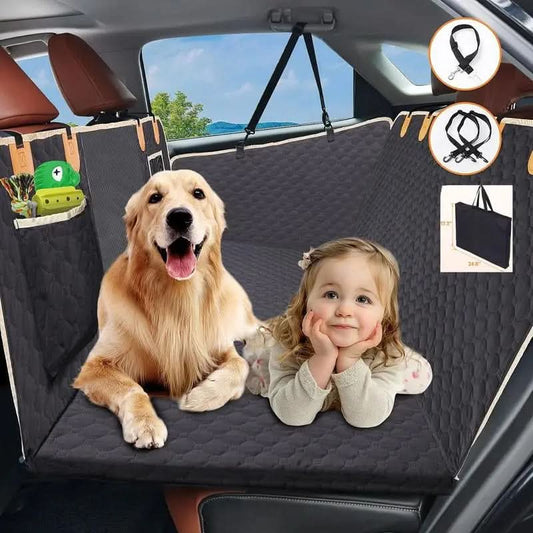 Nw7Lbs Back Seat Extender for Dogs Hard Bottom Dog Car Seat Extender Waterproof Foldable Backseat Cover & Travel Bed for Car Solid Pattern Machine Washable