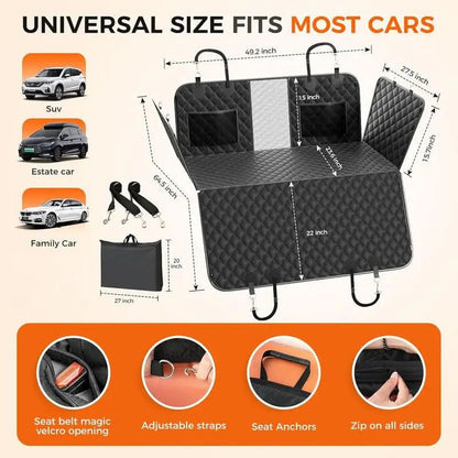 Nw7Lbs Back Seat Extender for Dogs Hard Bottom Dog Car Seat Extender Waterproof Foldable Backseat Cover & Travel Bed for Car Solid Pattern Machine Washable