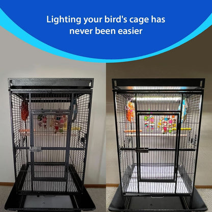 Happybird Full Spectrum LED Lighting for Bird Cages with Chew Guard - Safe and Easy to Install 18" Light for Hookbill Birds - Simulates Natural Environment