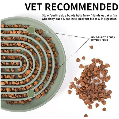 Slow Feed Anti-Slip Bowl for Cats and Puppies - Silicone Food Plate to Prevent Choking and Spills