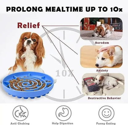 Slow Feed Anti-Slip Bowl for Cats and Puppies - Silicone Food Plate to Prevent Choking and Spills
