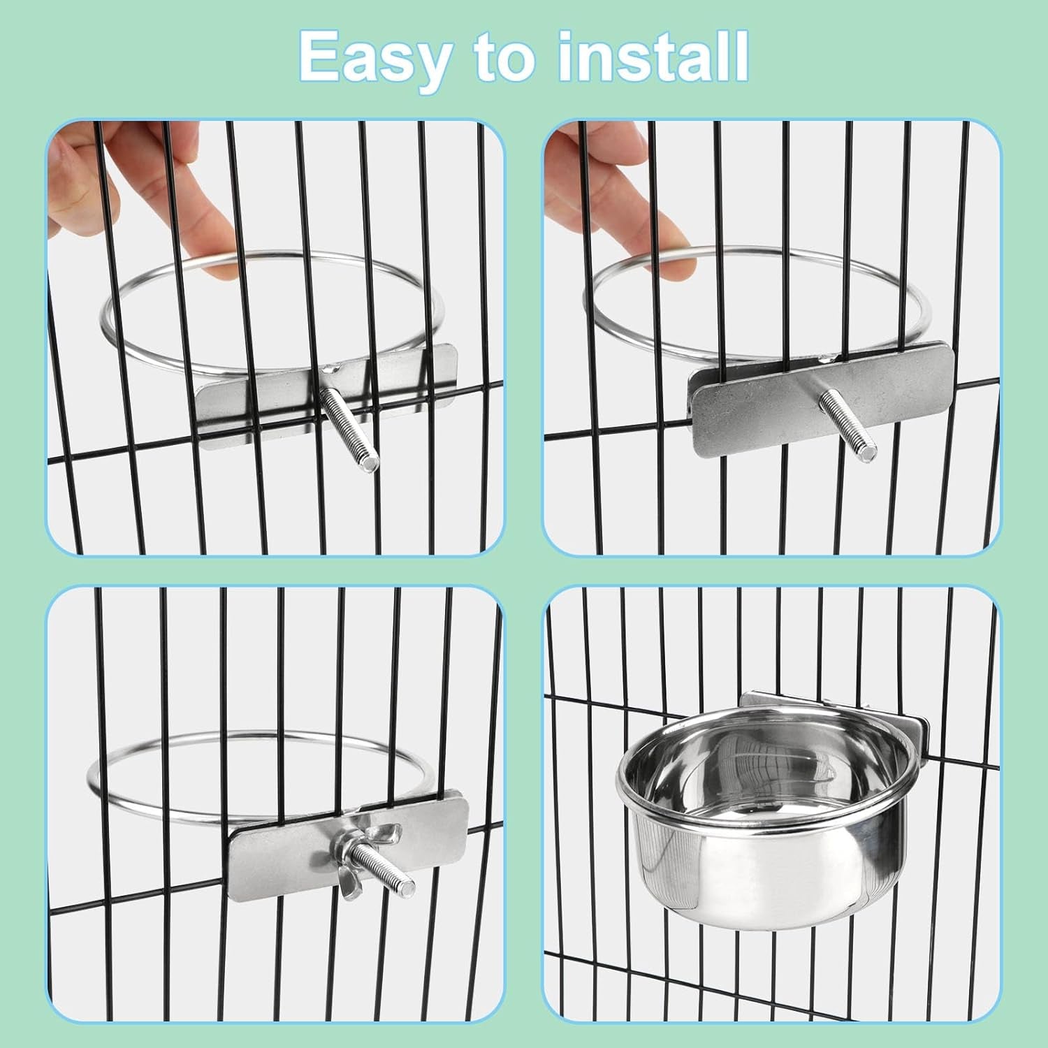 Large Stainless Steel Bird Food and Water Bowl for Parrots, Parakeets, Dogs, Cats, and Rabbits (5.5 x 2.3 inches)