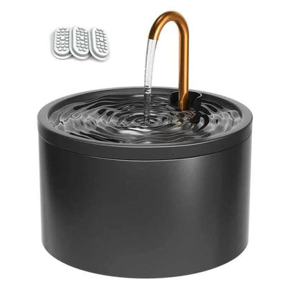 DOOOB Matte Black Ultra-Quiet Cat Water Fountain | 2.1L + 6-Layer Filter + Copper Spout + Night Light