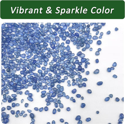 2.2 lbs Premium Small Aquarium Substrate Gravel - Polished Smooth Vibrant Blue Sea Glass for Fish Tanks, Decorative Stones, Fairy Gardens, and Potted Plants