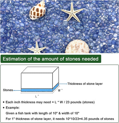 2.2 lbs Premium Small Aquarium Substrate Gravel - Polished Smooth Vibrant Blue Sea Glass for Fish Tanks, Decorative Stones, Fairy Gardens, and Potted Plants