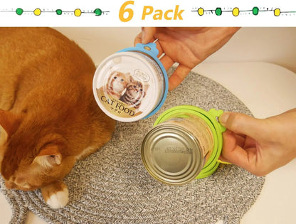 Silicone Pet Food Can Covers - 6 Pack Universal Lids for Standard Size Cans