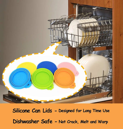 Silicone Pet Food Can Covers - 6 Pack Universal Lids for Standard Size Cans