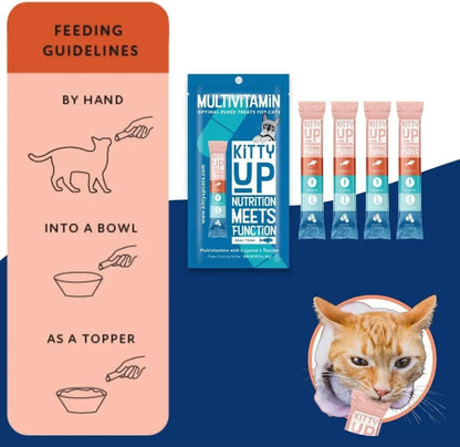 Lickable Cat Treats - Real Tuna Multivitamin Puree with Lysine & Taurine for Indoor Cats | Grain-Free Squeeze Tube (50 Count)