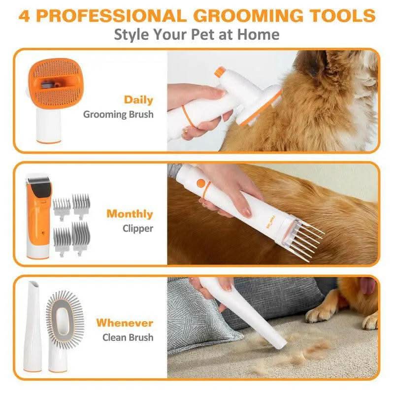 PAWING Grooming Vacuum, Dog Vacuum Brush for Shedding Grooming, Dog Hair Vacuum Groomer, 5-In-1 Pet Grooming Kit for Cat Dog, Pet Products