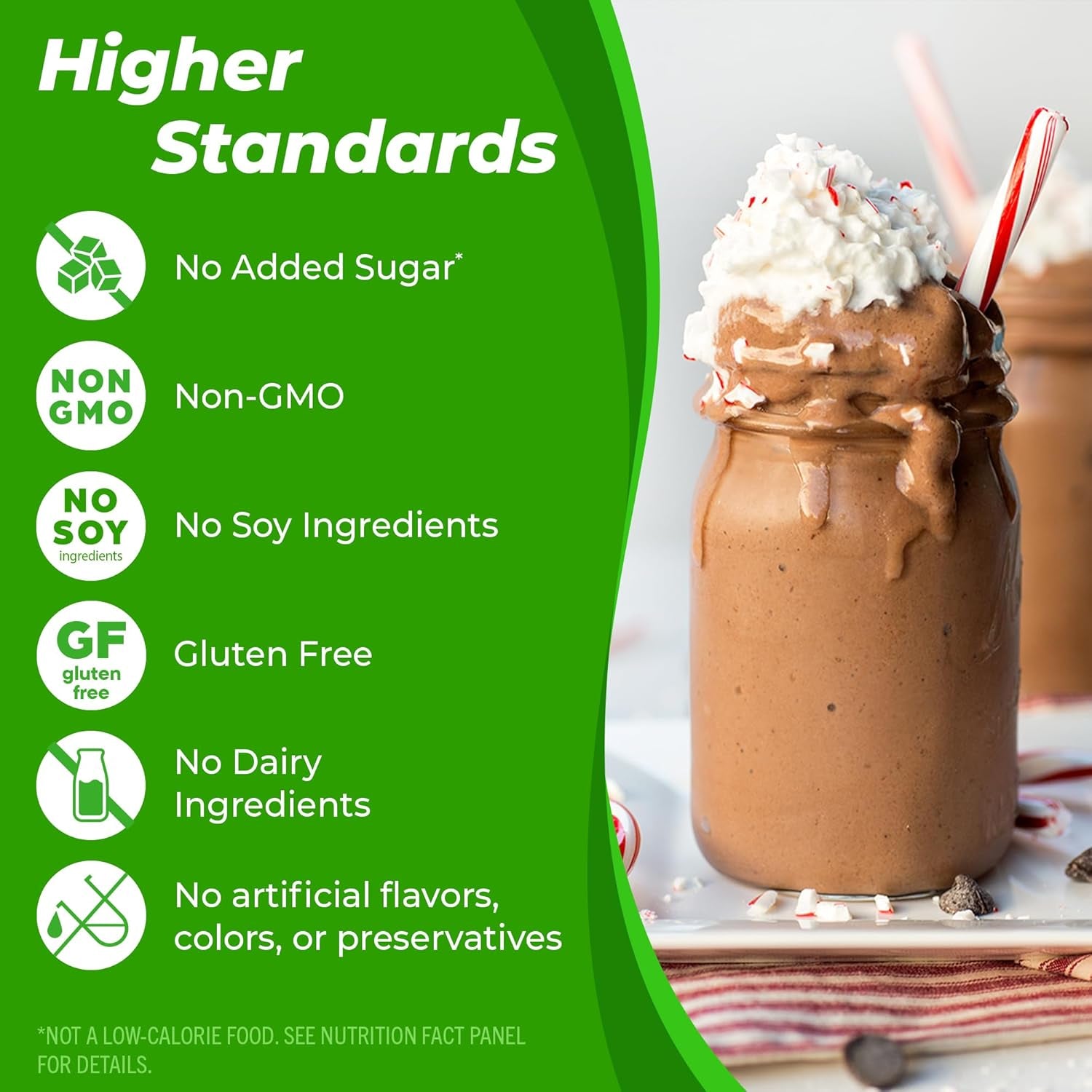 Organic Vegan Protein Powder - Peppermint Hot Cocoa Holiday Flavor, 21g Plant Protein, 5g Prebiotic Fiber, Lactose-Free, No Added Sugar, Non-GMO, Ideal for Shakes & Smoothies, 1.02 lb