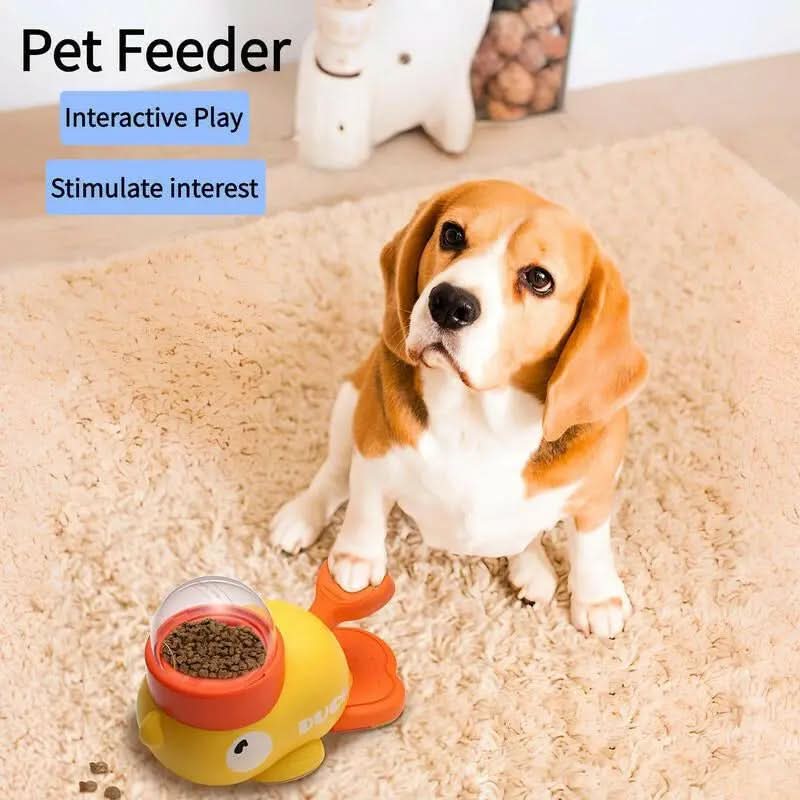 Interactive Duck-Shaped Pet Feeder Toy for Dogs & Cats - Durable Plastic Puzzle Feeder with Orange Beak Foot Design, Battery-Free
