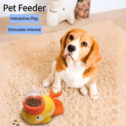 Interactive Duck-Shaped Pet Feeder Toy for Dogs & Cats - Durable Plastic Puzzle Feeder with Orange Beak Foot Design, Battery-Free