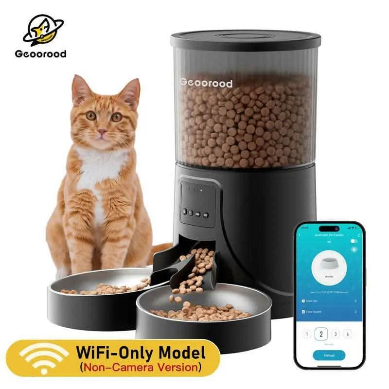 【Geoorood】Automatic Cat Feeder for 2 Cats with Camera | App-Controlled with Real-Time Video Chat | Dual Stainless Steel Bowls | 2.4Ghz Wifi Only | Ideal for Cats & Dogs | 1 Gallon / 135Oz / 4L Capacity!#2