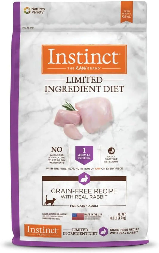 Limited Ingredient Diet Natural Dry Cat Food, Grain-Free Recipe with Real Rabbit, 10 lb Bag
