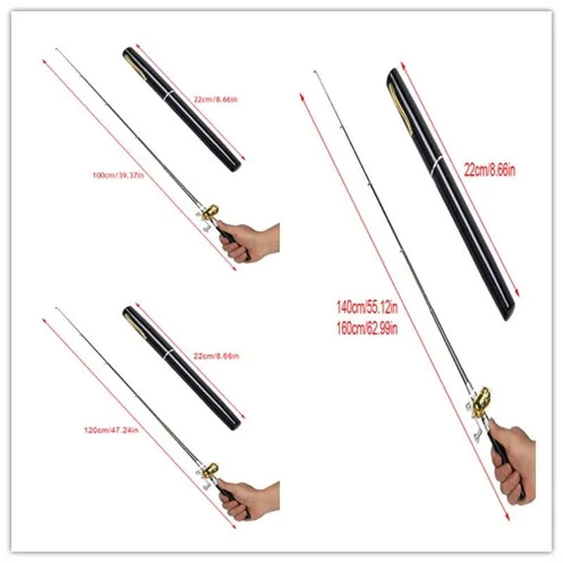 1M/1.2M/1.4M/1.6Mportable Pocket Telescopic Mini Pen Fishing Rod Pole Ice Fishing Rod Foldable Small Fishing Rod for Fishinggear