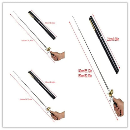 1M/1.2M/1.4M/1.6Mportable Pocket Telescopic Mini Pen Fishing Rod Pole Ice Fishing Rod Foldable Small Fishing Rod for Fishinggear