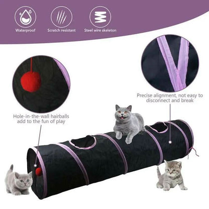 Cat Toys 21Pcs Kitten Toy Set Tunnel Interactive Black Straight through Cat Toy Set with Fluffy Mouse for Cats
