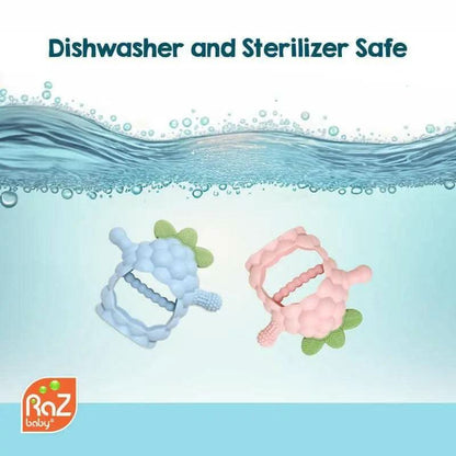 Razbaby Razberry Grip Silicone Teether Toy for 3M+ Babies & Infants - Drop Resistant, Non-Toxic, Multi-Textured Design for Front and Back Teeth