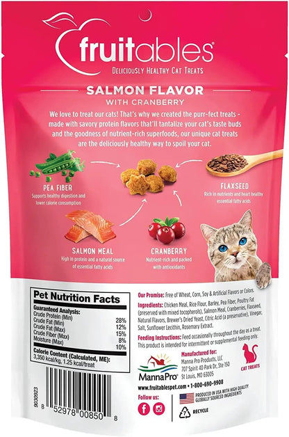 Crunchy Cat Treats - Healthy Low-Calorie Protein Snack with Real Salmon and Cranberry - 2.5 Ounces - Wheat, Corn, and Soy Free