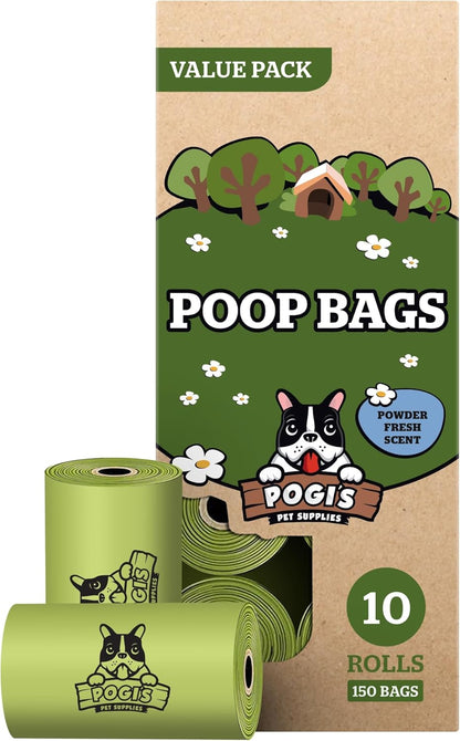 Pogi's Premium Leak-Proof Dog Waste Bags - Extra Thick with Fresh Scent (10 Rolls, 150 Count)