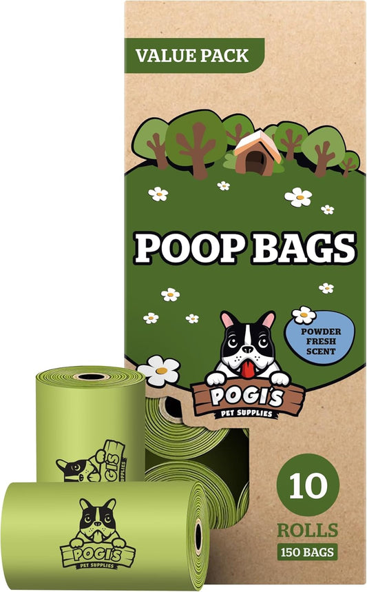Pogi's Premium Leak-Proof Dog Waste Bags - Extra Thick with Fresh Scent (10 Rolls, 150 Count)