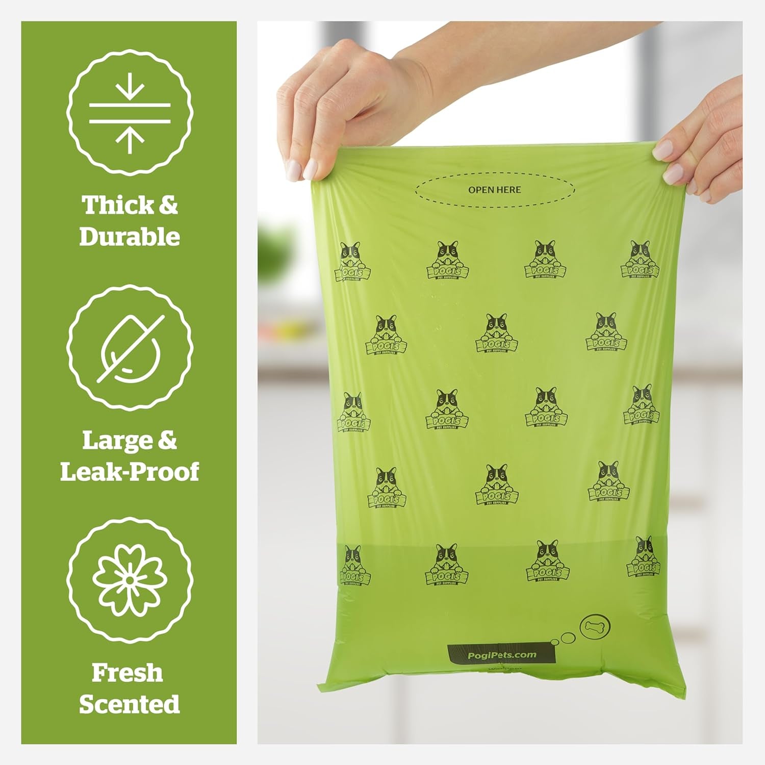Pogi's Premium Leak-Proof Dog Waste Bags - Extra Thick with Fresh Scent (10 Rolls, 150 Count)