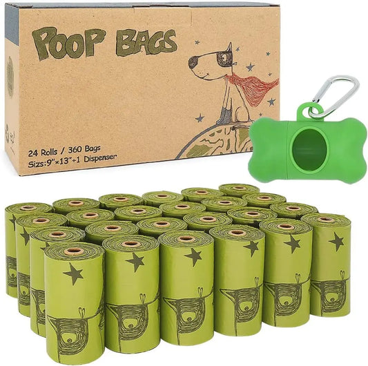 Biodegradable Dog Waste Bags - 360 Count, Extra Thick and Strong Eco-Friendly Refill Rolls with Dispenser