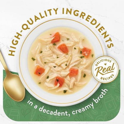Purina  Creamy White Meat Chicken Broth Topper for Senior Cats - Pack of 16 (1.4 oz. pouches)