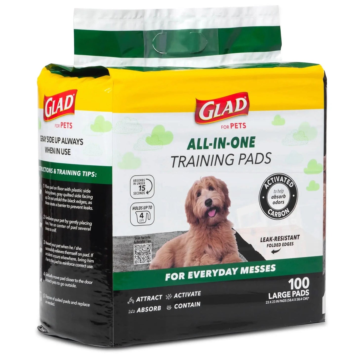 Activated Charcoal Leak-Resistant Training Pads for Dogs, 23In X 23In, 100 Count