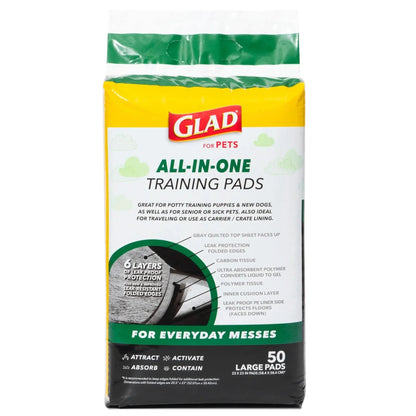 Activated Charcoal Leak-Resistant Training Pads for Dogs, 23In X 23In, 50 Count