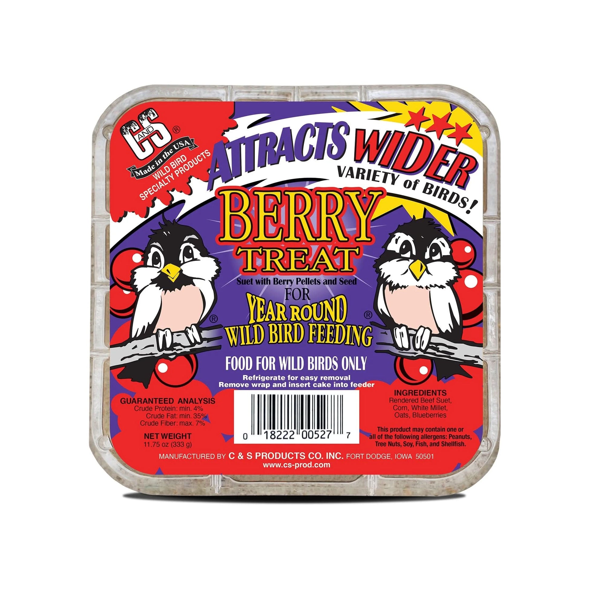 C&S Berry Suet Treat 11.75 Ounces 8 Pack