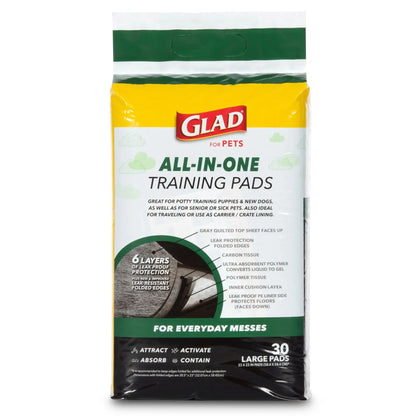 Glad Activated Charcoal Leak-Resistant Training Pads for Dogs, 23In X 23In, 30 Count
