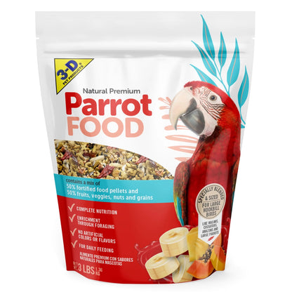 Natural Premium Parrot Food, with Fortified Pellets, 3 Lbs