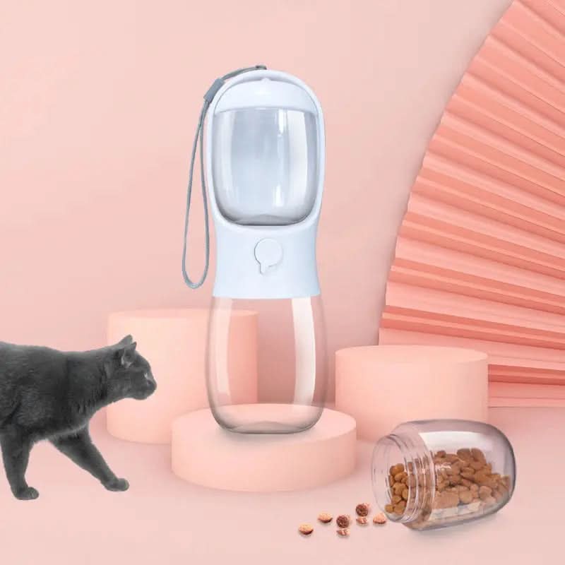 2 in 1 300Ml Portable Food Grade Material Dog Cat Travel Pet Water Cup Bottle with Food Dispenser