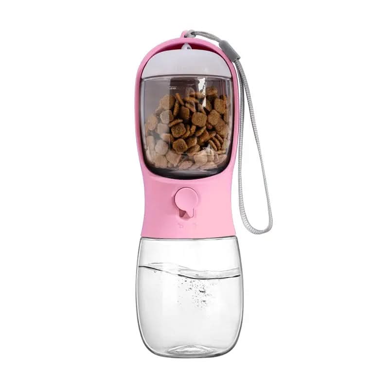 2 in 1 300Ml Portable Food Grade Material Dog Cat Travel Pet Water Cup Bottle with Food Dispenser