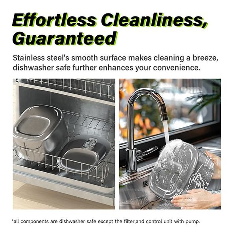 APETDOLA SL Stainless Steel Automatic Pet Water Fountain - 4L Capacity, Wireless Design, Ultra-Quiet Operation, Ideal for Cats and Dogs, Easy to Clean, Perfect Father's Day Gift