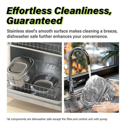 APETDOLA SL Stainless Steel Automatic Pet Water Fountain - 4L Capacity, Wireless Design, Ultra-Quiet Operation, Ideal for Cats and Dogs, Easy to Clean, Perfect Father's Day Gift