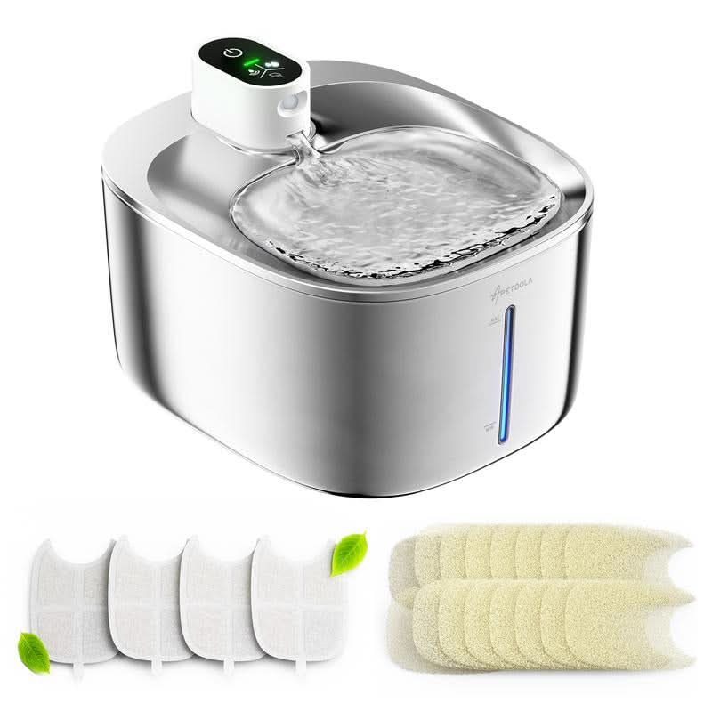 APETDOLA SL Stainless Steel Automatic Pet Water Fountain - 4L Capacity, Wireless Design, Ultra-Quiet Operation, Ideal for Cats and Dogs, Easy to Clean, Perfect Father's Day Gift