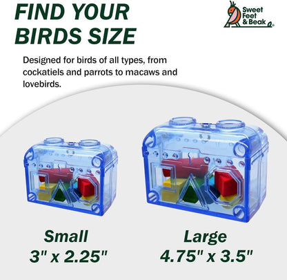 Premium Foraging Treasure Chest for Birds - Colorful, Safe, and Easy-to-Install Cage Accessory - Washable, Refillable, Non-Toxic Design